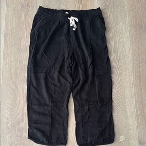 Hem & Thread Black Capri Pants with Drawstring Waist